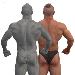 Duncan Raw Flexing Back Muscle Scans